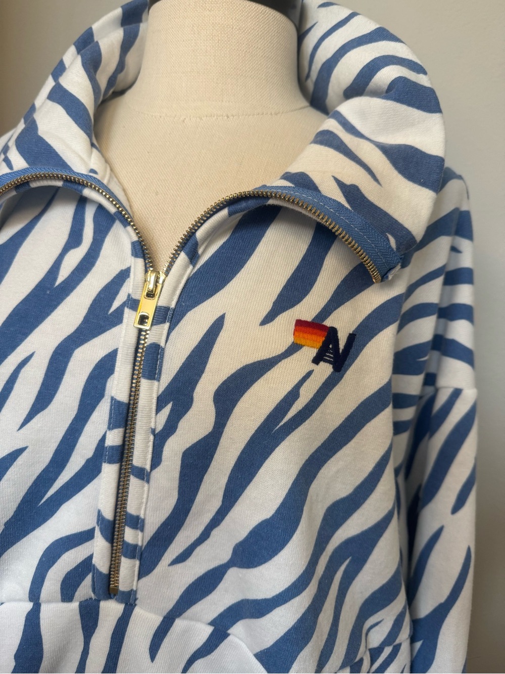 Aviator Nation unisex Tiger Fleece Half Zip Jacket - Picture 4 of 9